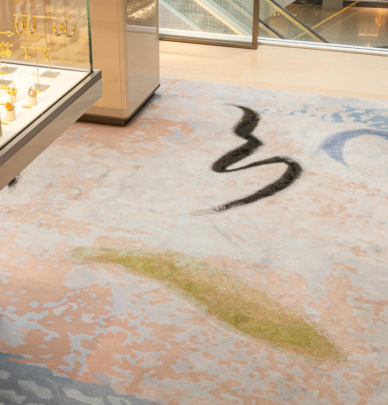 Floral carpet composition designed to soften interiors with elegant pattern detail.